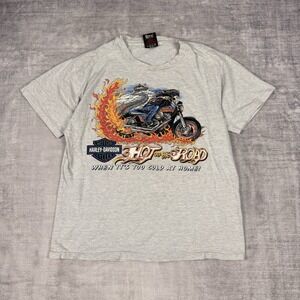 Harley‎ Davidson Shirt Mens Large Gray Hot On The Road Comic Biker Single Stitch